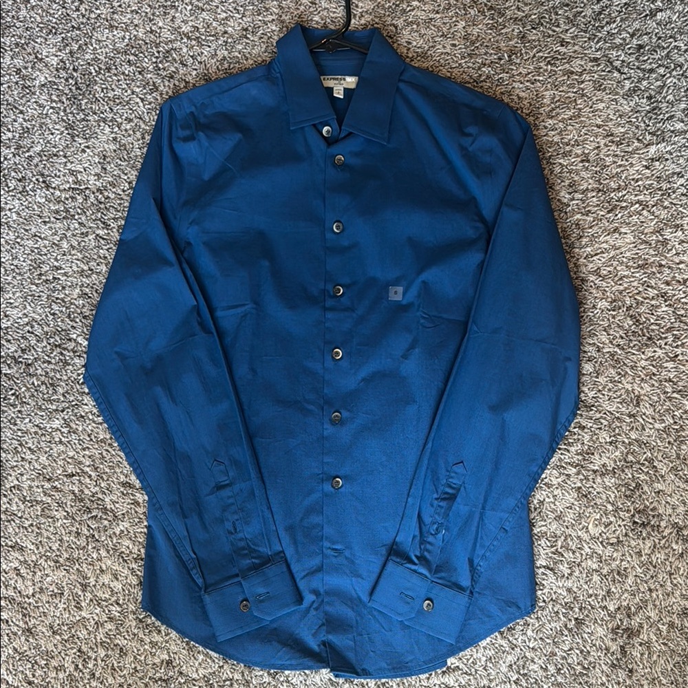 Express Men's Deep Blue Dress Shirt